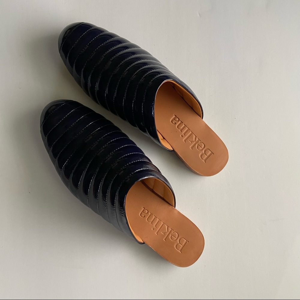 NEW Beklina Ribbed Flats Slides in Dark Navy
